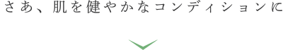 さあ、肌を健やかなコンディションに。