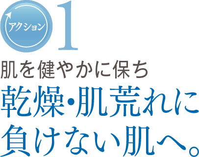 アクション1　肌を健やかに保ち　乾燥・肌荒れに負けない肌へ。